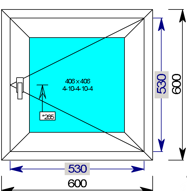 окно поворотное 60х60см