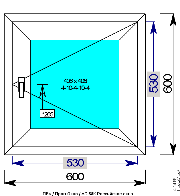 Окно одностворчатое поворотное рама из 3-х камерного профиля, с 2-х камерным стекло пакетом 600х600мм В наличии: 10 шт.